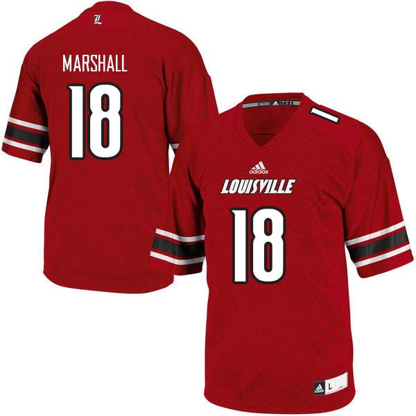 Men Louisville Cardinals #18 Justin Marshall College Football Jerseys Sale-Red - Click Image to Close
